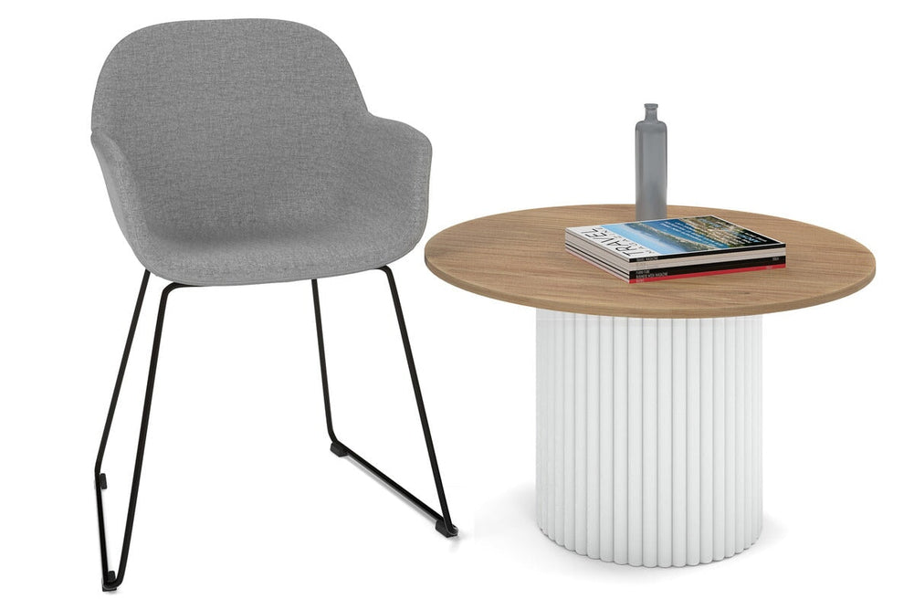 Baobab Circular Base Coffee Round Table [800mm]-white leg salvage oak 