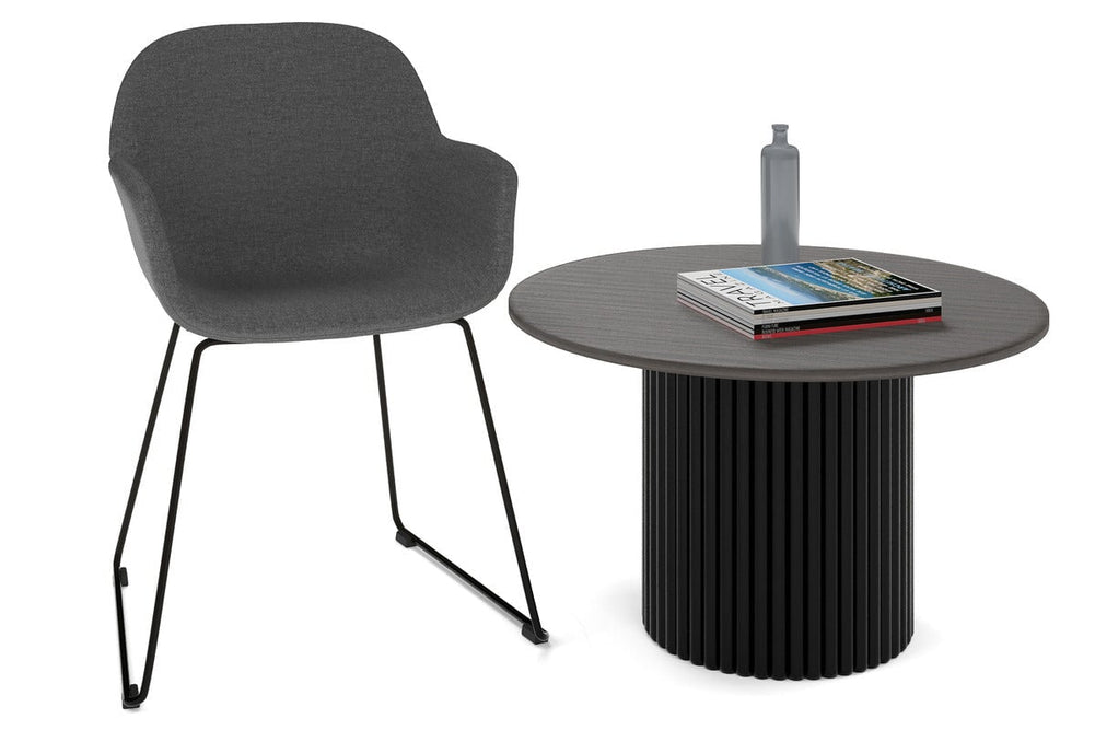 Baobab Circular Base Coffee Round Table [800mm]-black leg dark oak 