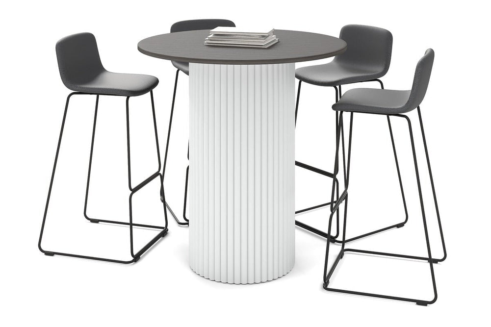 Baobab Circular Base Counter Cafe Table [1000mm]-540mm white base dark oak 