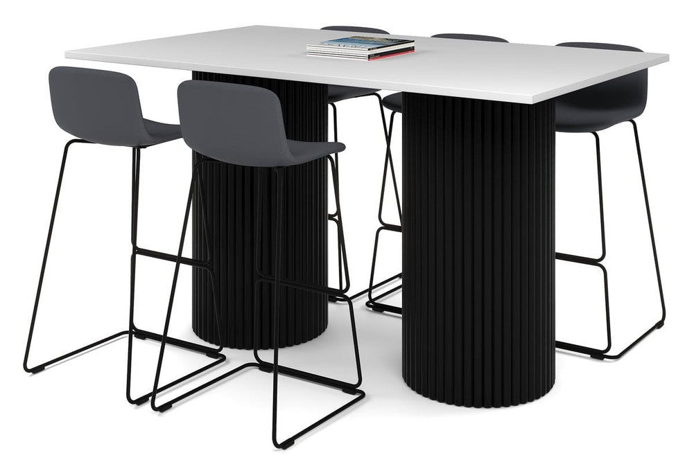Baobab Circular Base Counter Rectangle Table [1800L x 800W]-black leg white 