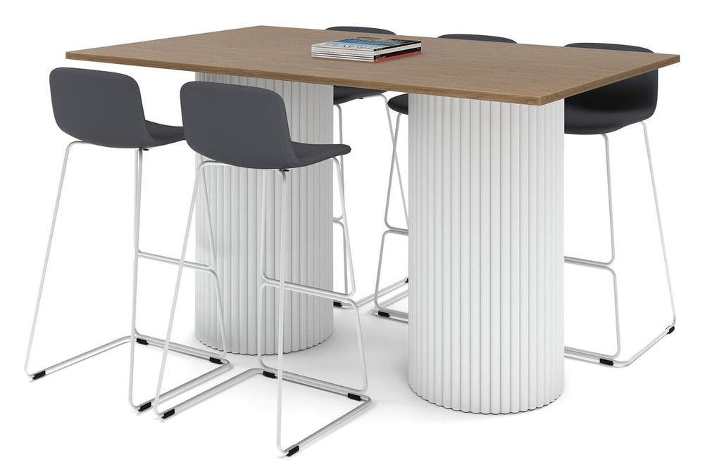 Baobab Circular Base Counter Rectangle Table [1800L x 800W]-white leg salvage oak 