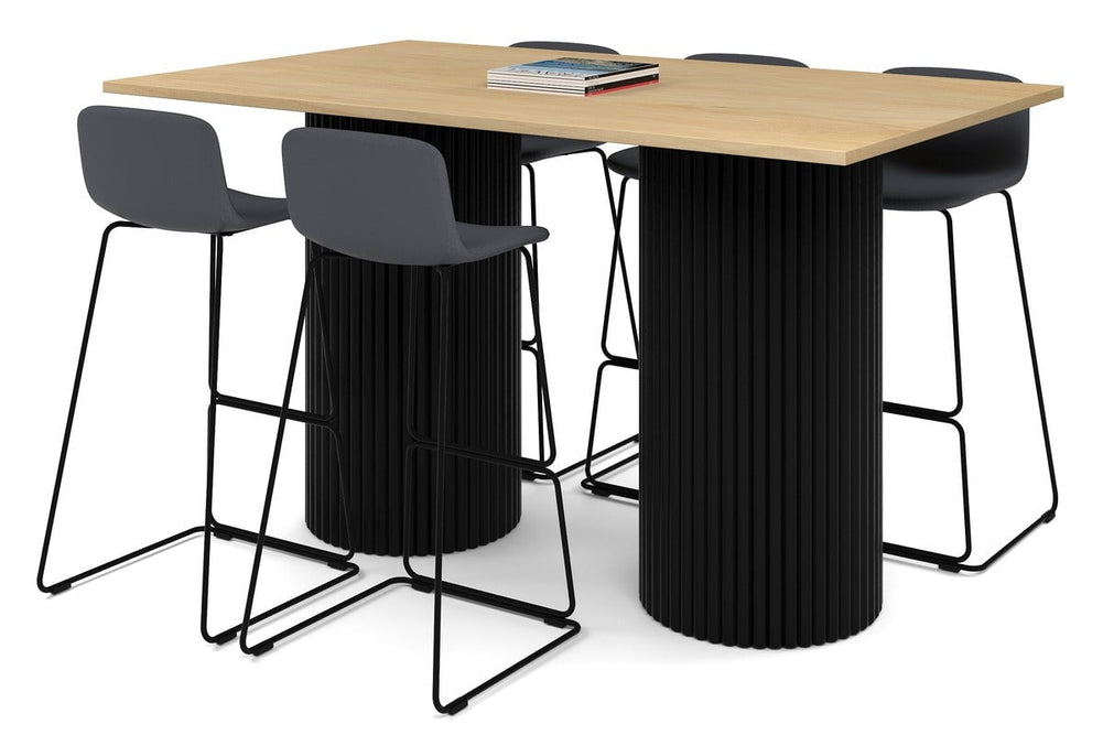 Baobab Circular Base Counter Rectangle Table [1800L x 800W]-black leg maple 