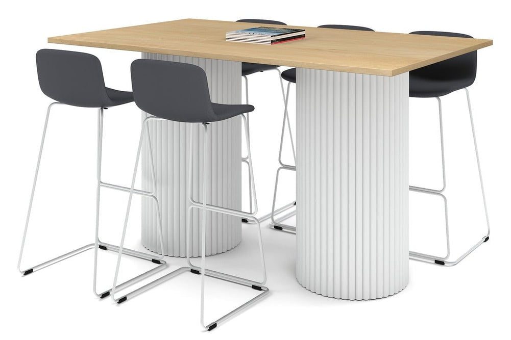 Baobab Circular Base Counter Rectangle Table [1800L x 800W]-white leg maple 