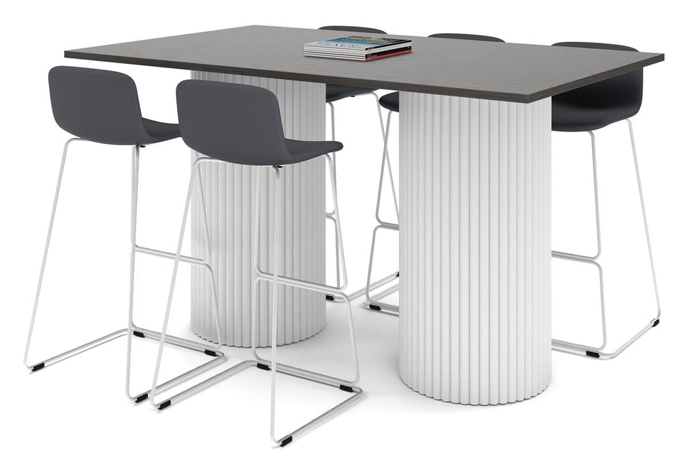 Baobab Circular Base Counter Rectangle Table [1800L x 800W]-white leg dark oak 