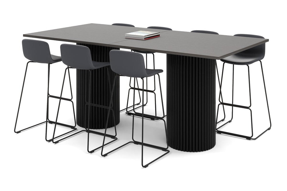 Baobab Circular Base Counter Rectangle Table [2400L x 1200W]-black leg dark oak 