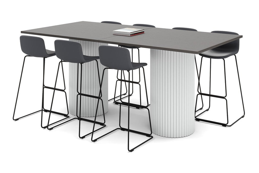 Baobab Circular Base Counter Rectangle Table [2400L x 1200W]-white leg dark oak 