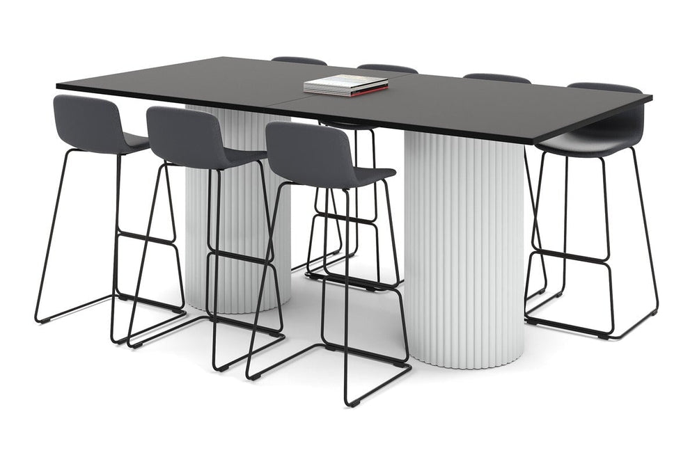 Baobab Circular Base Counter Rectangle Table [2400L x 1200W]-white leg black 