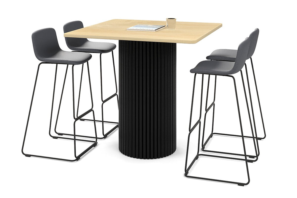 Baobab Circular Base Counter Rectangle Table - Rounded Corners [1100L x 1100W with Rounded Corners]-black leg maple 