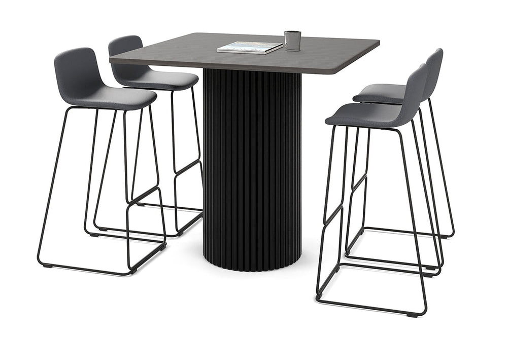 Baobab Circular Base Counter Rectangle Table - Rounded Corners [1100L x 1100W with Rounded Corners]-black leg dark oak 