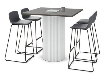 Baobab Circular Base Counter Rectangle Table - Rounded Corners [1100L x 1100W with Rounded Corners] Jasonl white leg dark oak 