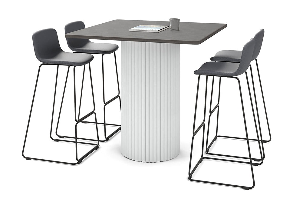 Baobab Circular Base Counter Rectangle Table - Rounded Corners [1100L x 1100W with Rounded Corners]-white leg dark oak 