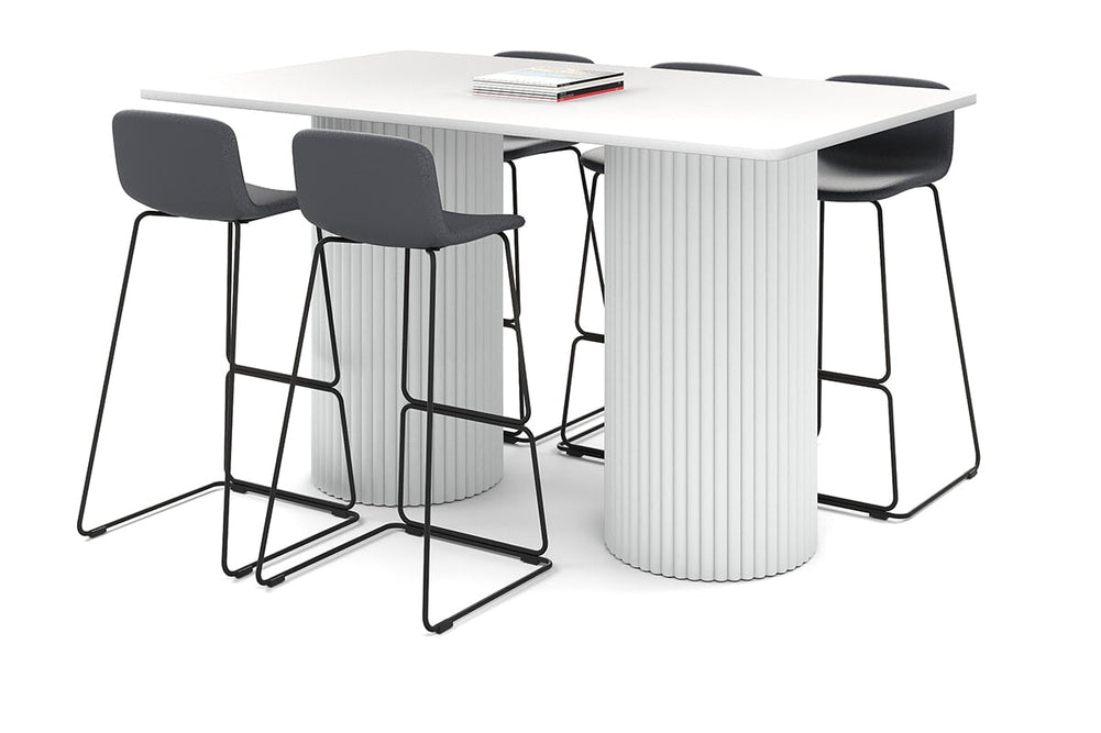 Baobab Circular Base Counter Rectangle Table - Rounded Corners [1800L x 1100W with Rounded Corners]-white leg white 