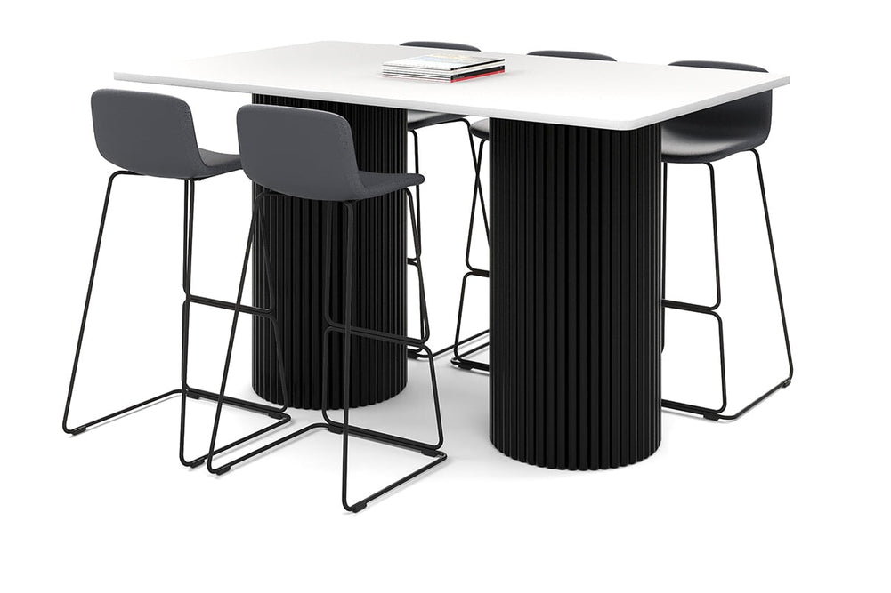 Baobab Circular Base Counter Rectangle Table - Rounded Corners [1800L x 1100W with Rounded Corners]-black leg white 