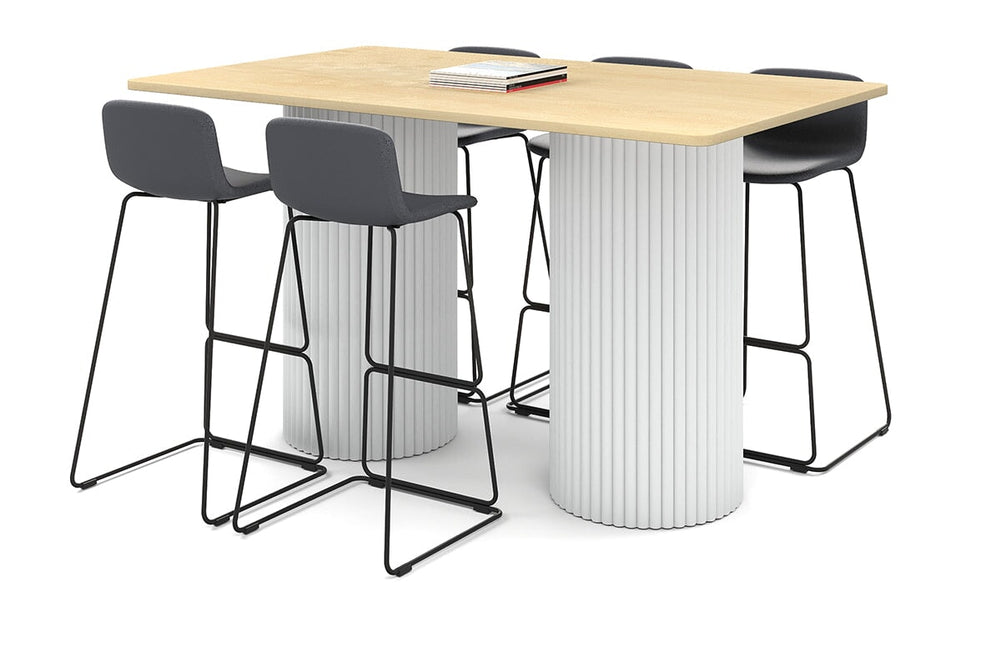 Baobab Circular Base Counter Rectangle Table - Rounded Corners [1800L x 1100W with Rounded Corners]-white leg maple 