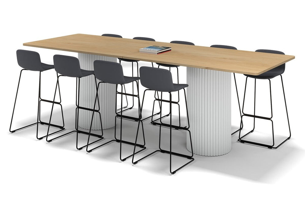 Baobab Circular Base Counter Rectangle Table - Rounded Corners [3200L x 1100W with Rounded Corners]-white leg maple 