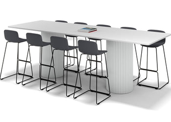 Baobab Circular Base Counter Rectangle Table - Rounded Corners [3200L x 1100W with Rounded Corners] Jasonl white leg white 