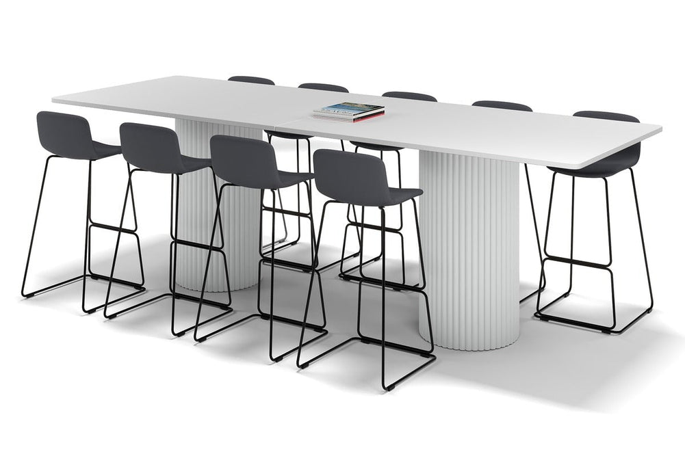 Baobab Circular Base Counter Rectangle Table - Rounded Corners [3200L x 1100W with Rounded Corners]-white leg white 