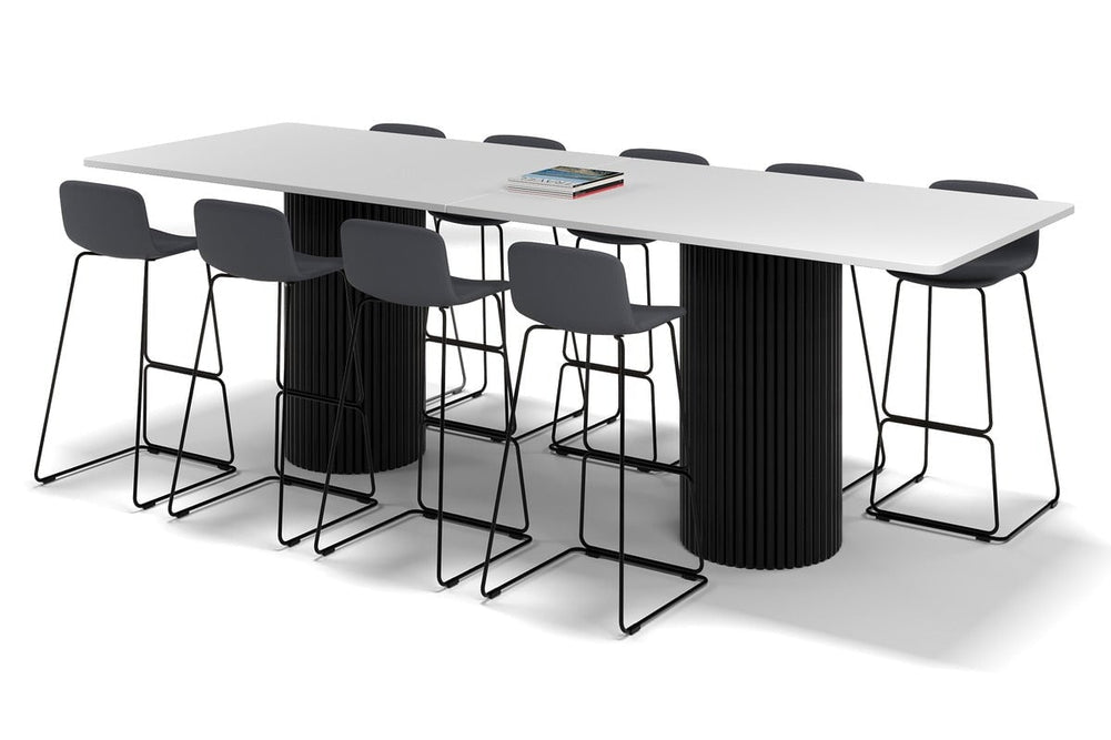 Baobab Circular Base Counter Rectangle Table - Rounded Corners [3200L x 1100W with Rounded Corners]-black leg white 