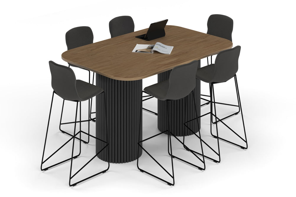 Baobab Circular Base Counter Rectangular Table - Large Rounded Corners [1800L x 1200W with Large Rounded Corners]-black leg salvage oak 