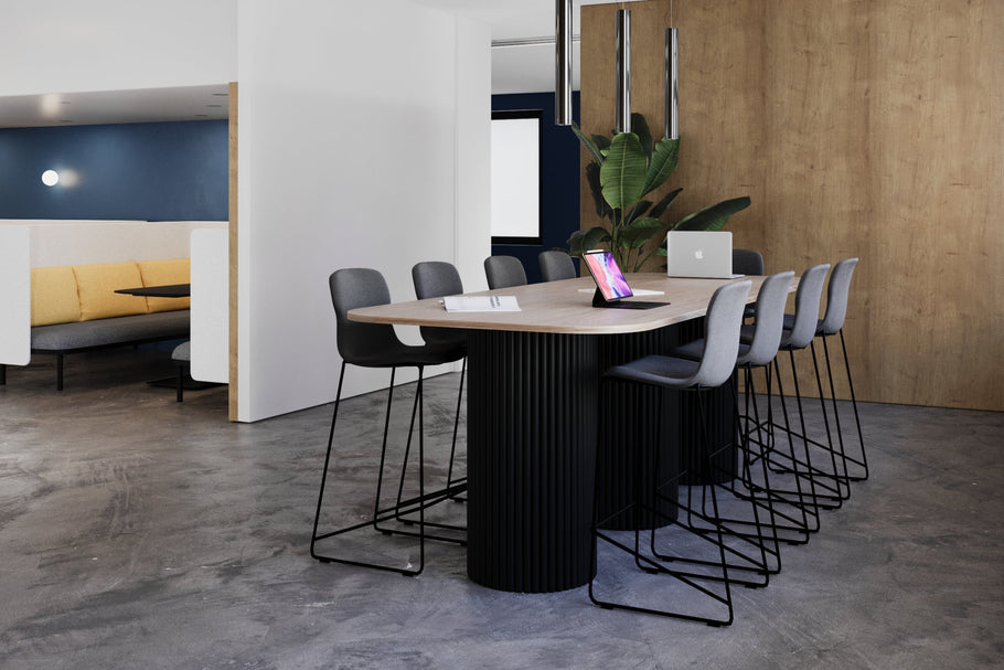 Environmental image of Baobab Circular Base Counter Rectangular Table - Large Rounded Corners [1800L x 1200W with Large Rounded Corners]