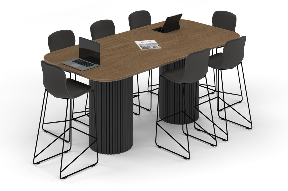 Baobab Circular Base Counter Rectangular Table - Large Rounded Corners [2400L x 1200W with Large Rounded Corners]-black leg salvage oak 