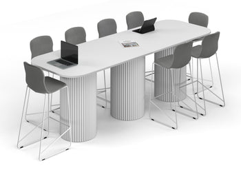 Baobab Circular Base Counter Rectangular Table - Large Rounded Corners [3000L x 1000W with Large Rounded Corners] Jasonl white leg white 
