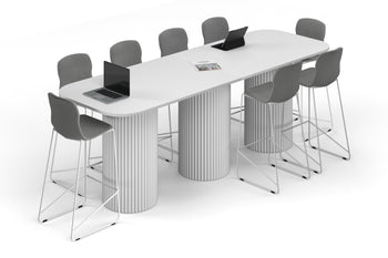  - Baobab Circular Base Counter Rectangular Table - Large Rounded Corners [3000L x 1000W with Large Rounded Corners] - 1