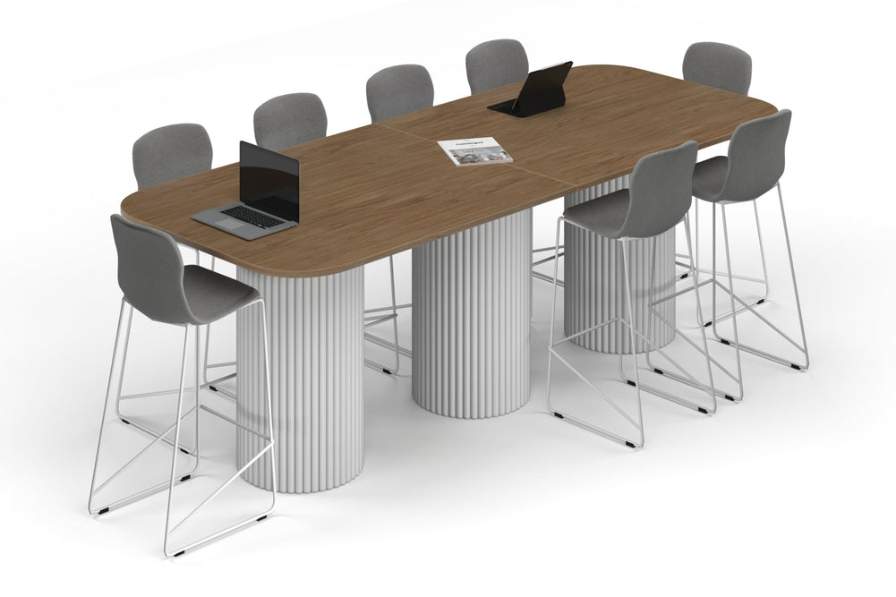 Baobab Circular Base Counter Rectangular Table - Large Rounded Corners [3000L x 1200W with Large Rounded Corners]-white leg salvage oak 