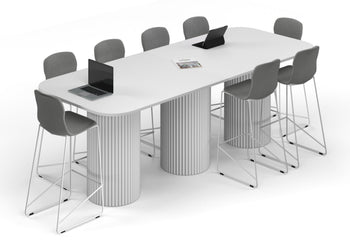 Baobab Circular Base Counter Rectangular Table - Large Rounded Corners [3000L x 1200W with Large Rounded Corners] Jasonl white leg white 