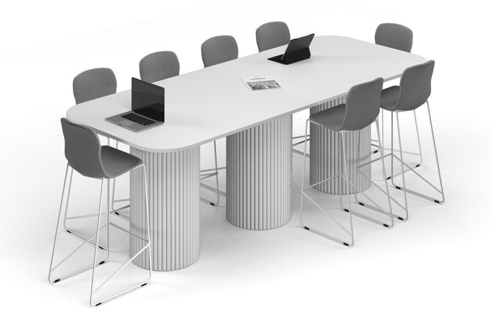 Baobab Circular Base Counter Rectangular Table - Large Rounded Corners [3000L x 1200W with Large Rounded Corners]-white leg white 