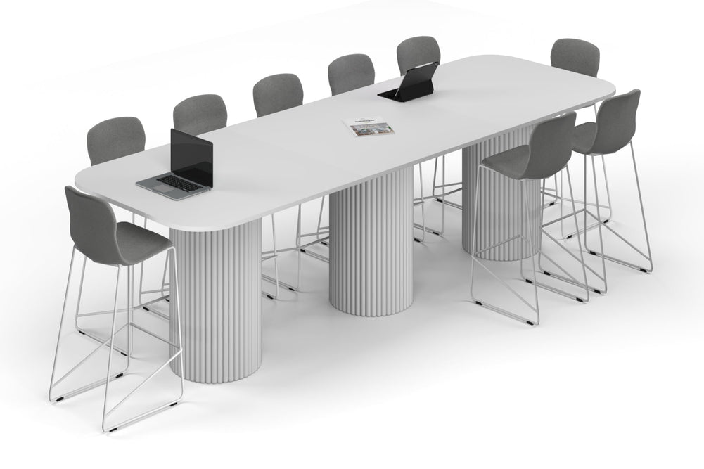 Baobab Circular Base Counter Rectangular Table - Large Rounded Corners [3600L x 1200W with Large Rounded Corners]-white leg white 