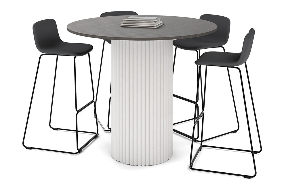 Baobab Circular Base Counter Round Table [1200mm]-540mm white base dark oak 