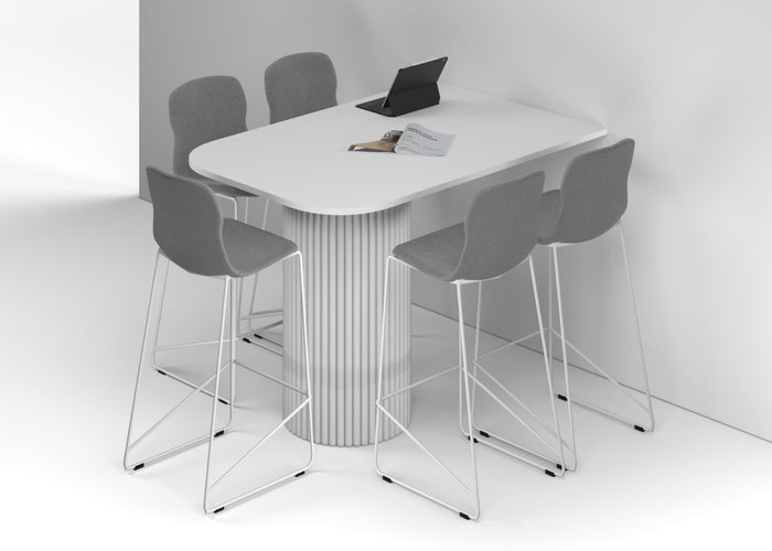 Baobab Circular Base Half Counter Rectangular Table - Large Rounded Corners [1500L x 1000W with Large Rounded Corners] Jasonl white leg white 