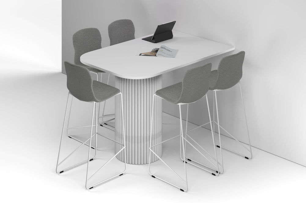 Baobab Circular Base Half Counter Rectangular Table - Large Rounded Corners [1500L x 1000W with Large Rounded Corners]-white leg white 