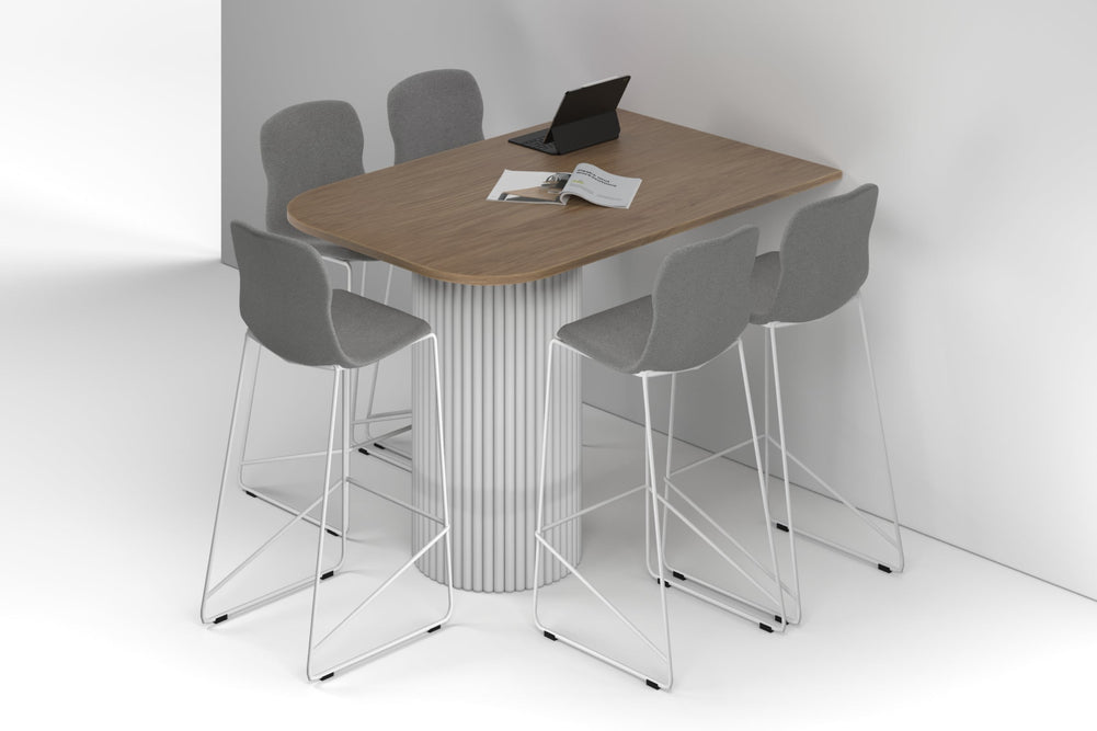 Baobab Circular Base Half Counter Rectangular Table - Large Rounded Corners [1500L x 1000W with Large Rounded Corners]-white leg salvage oak 