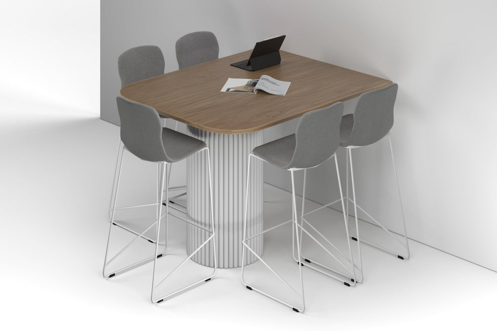 Baobab Circular Base Half Counter Rectangular Table - Large Rounded Corners [1500L x 1200W with Large Rounded Corners]-white leg salvage oak 