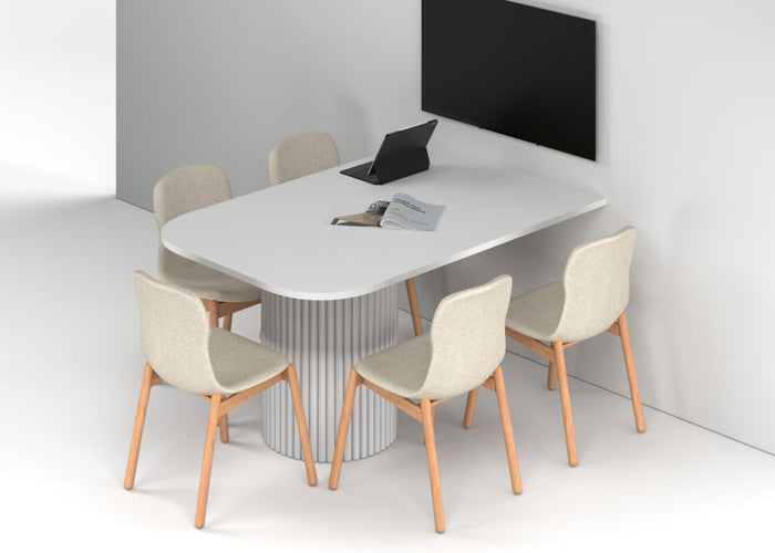 Baobab Circular Base Half Meeting Table - Large Rounded Corners [1500L x 1000W with Large Rounded Corners] Jasonl white leg white 