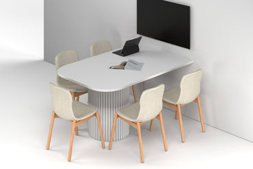 Baobab Circular Base Half Meeting Table - Large Rounded Corners [1500L x 1000W with Large Rounded Corners] Jasonl white leg white 