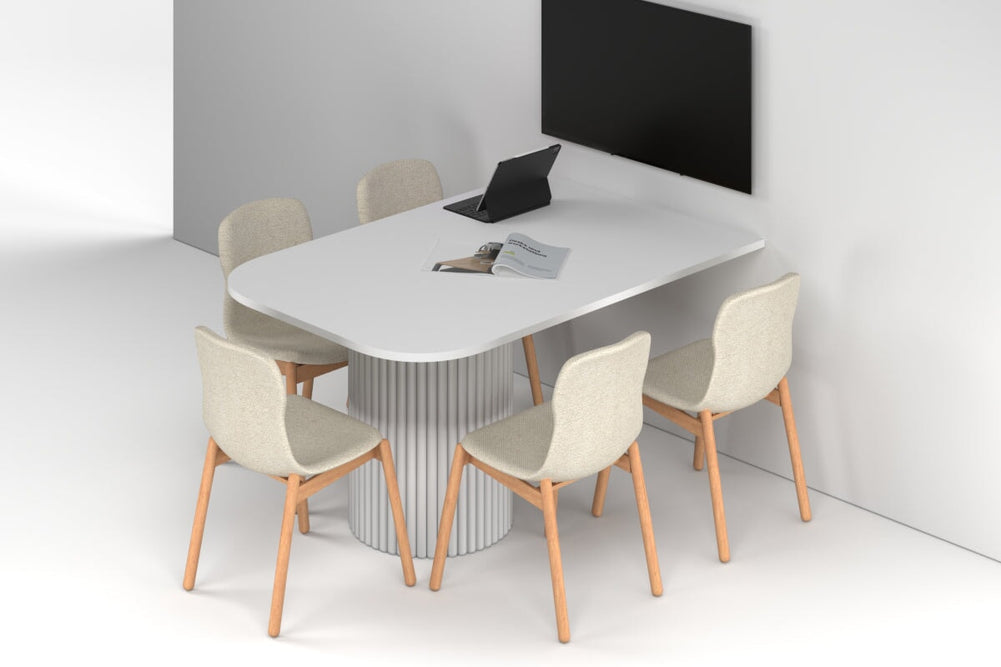 Baobab Circular Base Half Meeting Table - Large Rounded Corners [1500L x 1000W with Large Rounded Corners]-white leg white 