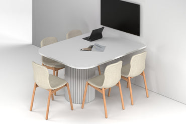 Baobab Circular Base Half Meeting Table - Large Rounded Corners [1500L x 1200W with Large Rounded Corners] Jasonl white leg white 