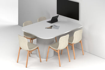 - Baobab Circular Base Half Meeting Table - Large Rounded Corners [1500L x 1200W with Large Rounded Corners] - 1