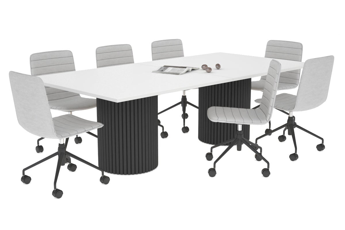 Baobab Circular Wood Base Boardroom Rectangle Table [2400L x 1200W] Jasonl black leg white 