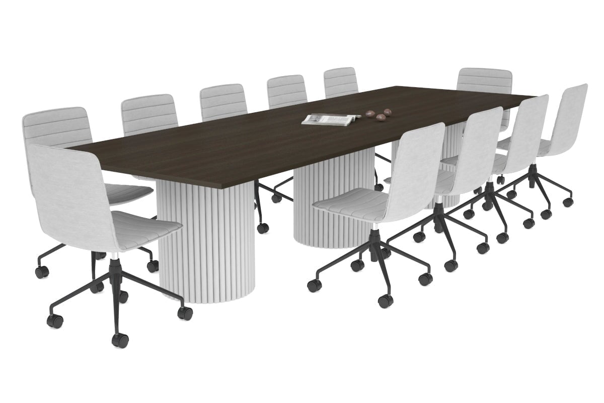Baobab Circular Wood Base Boardroom Rectangle Table [3600L x 1200W] Jasonl white leg dark oak 