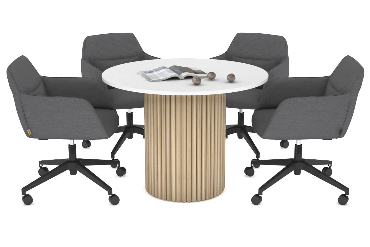 Baobab Circular Wood Base Boardroom Round Table [1000 mm] Jasonl natural leg white 