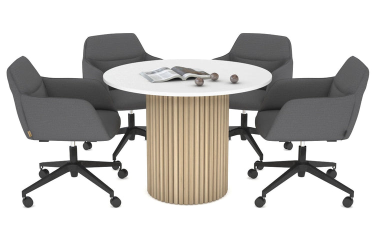 Baobab Circular Wood Base Boardroom Round Table [1000 mm] Jasonl natural leg white 