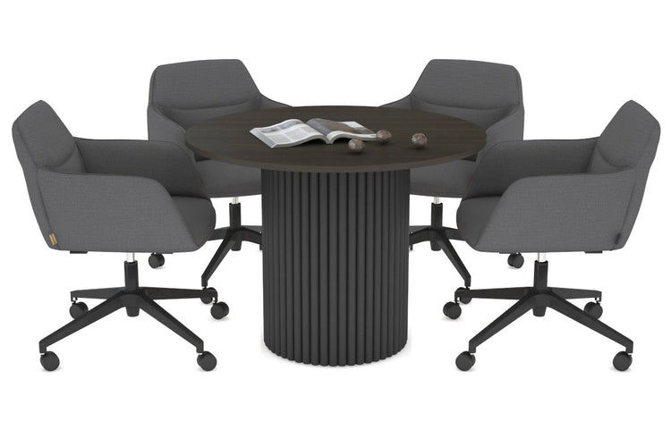 Baobab Circular Wood Base Boardroom Round Table [800 mm] Jasonl black leg dark oak 