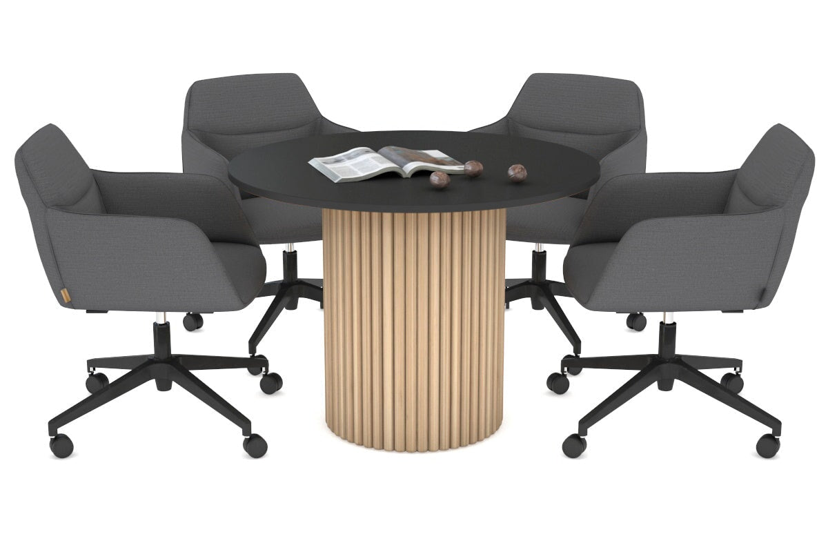 Baobab Circular Wood Base Boardroom Round Table [800 mm] Jasonl natural leg black 