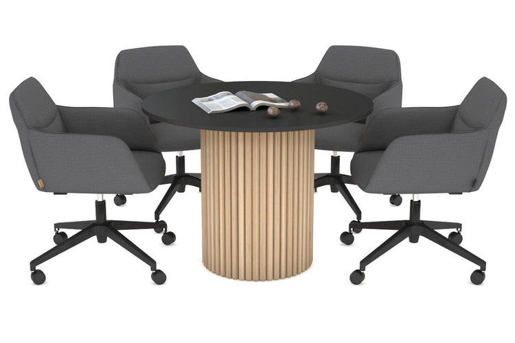 Baobab Circular Wood Base Boardroom Round Table [800 mm] Jasonl natural leg black 