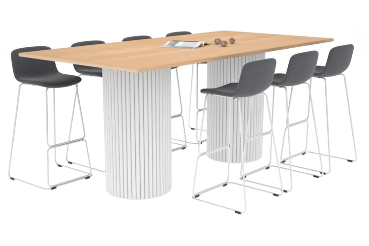 Baobab Circular Wood Base Counter Rectangle Table [1800L x 800W] Jasonl white leg maple 