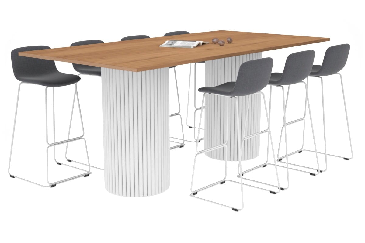 Baobab Circular Wood Base Counter Rectangle Table [2400L x 1200W] Jasonl white leg salvage oak 